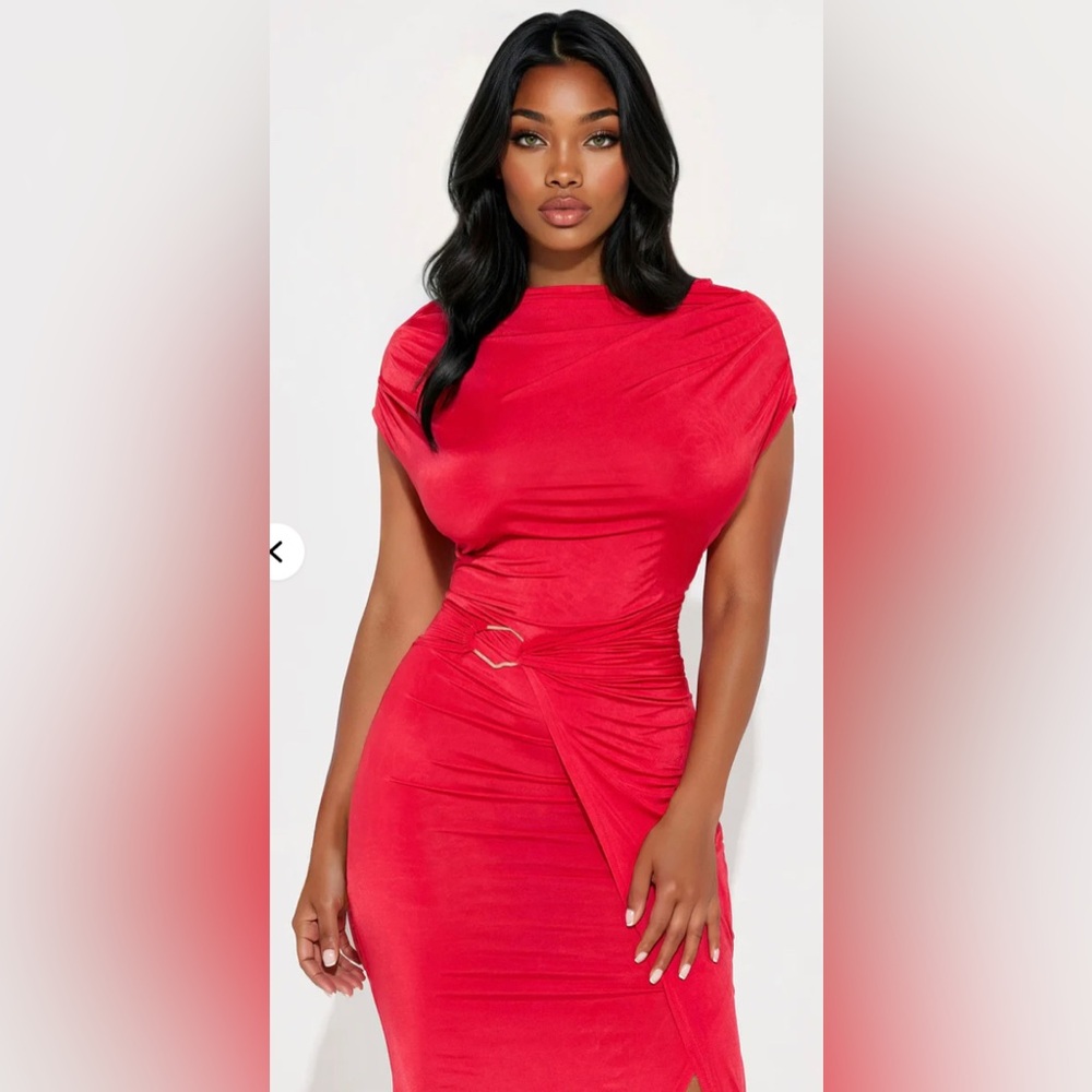 Fashion Nova Zavala Off Shoulder Midi Dress - Red - Picture 2 of 9